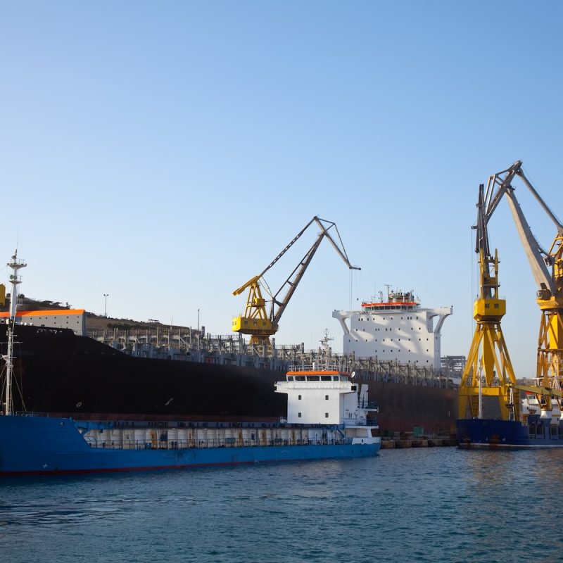 Ship in drydock at Grand harbour (Valletta, Malta)